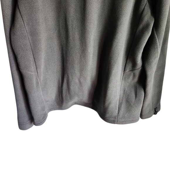 North Face Fleece Jacket Men's Large Gray Grey Full Zip Pockets Green Logo - Picture 9 of 14